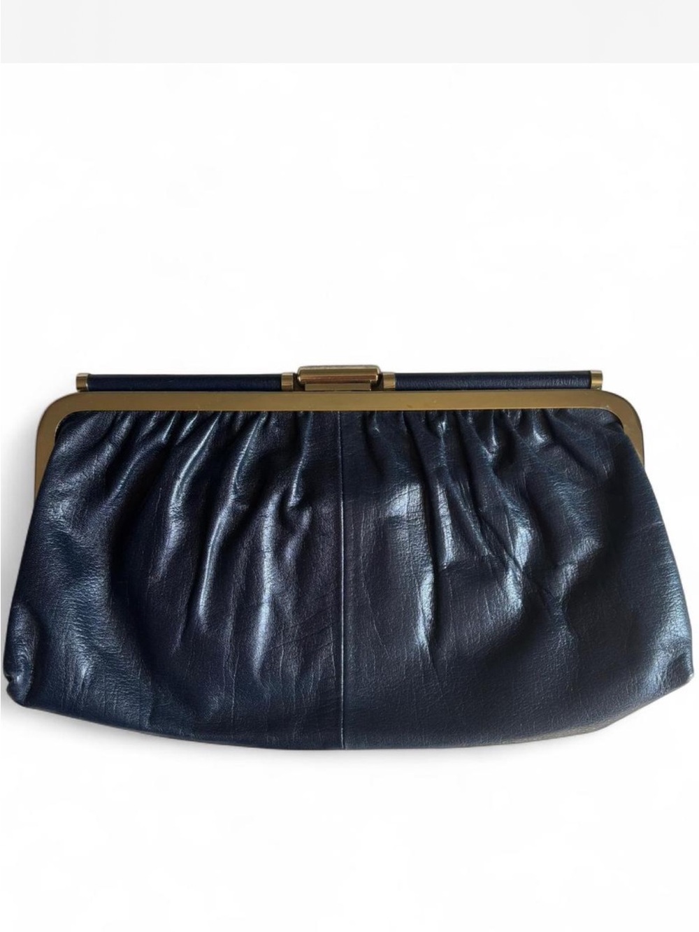 Vintage leather Navy clutch